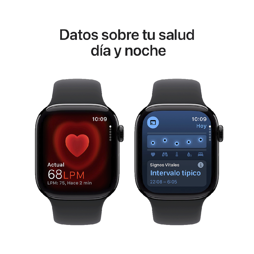 Apple Watch S10 GPS 42mm - Caja de Aluminio Negro Azabache - Banda Deportiva Negra -M/L