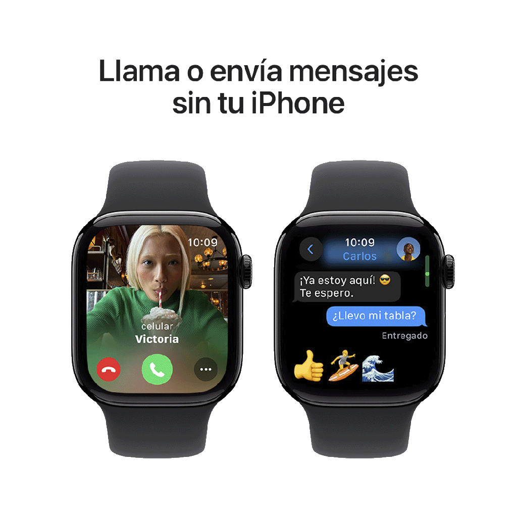 Apple Watch S10 GPS 42mm - Caja de Aluminio Negro Azabache - Banda Deportiva Negra -M/L