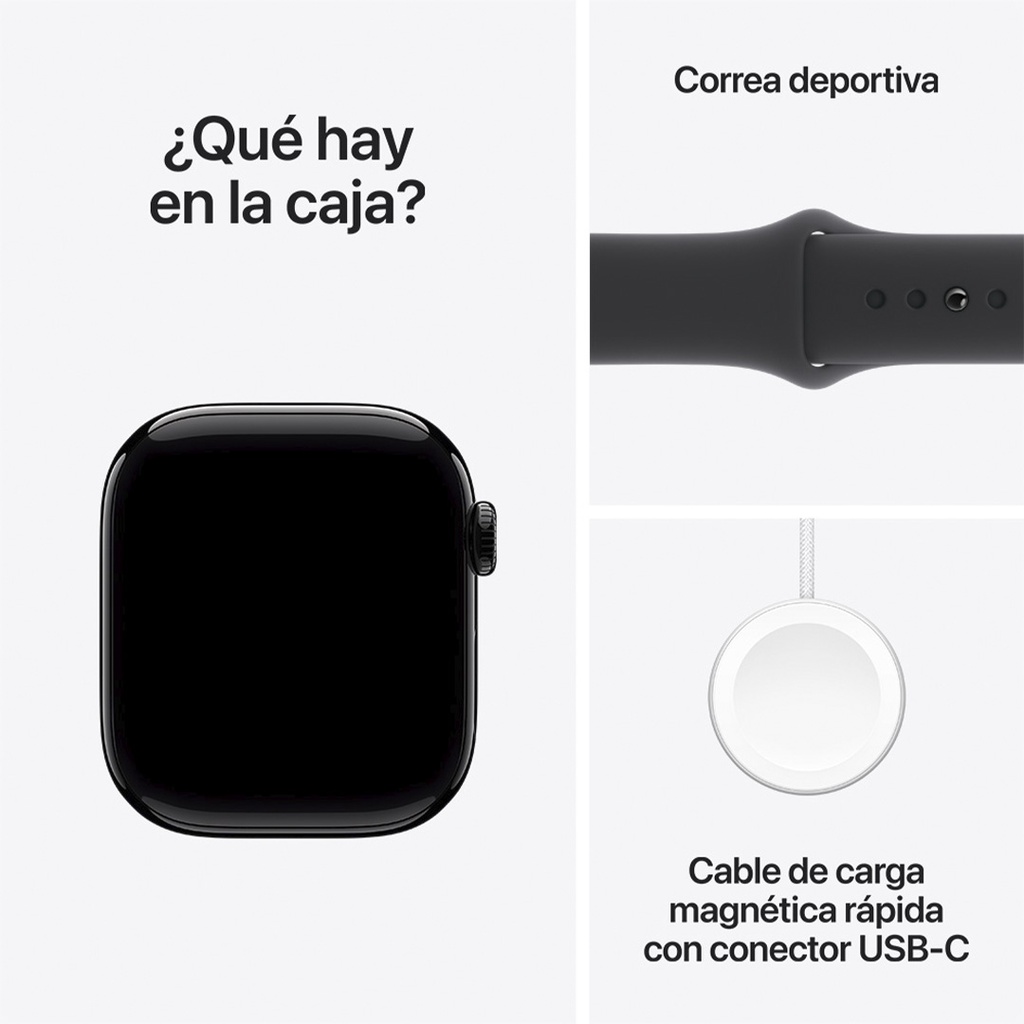 Apple Watch S10 GPS 42mm - Caja de Aluminio Negro Azabache - Banda Deportiva Negra -M/L