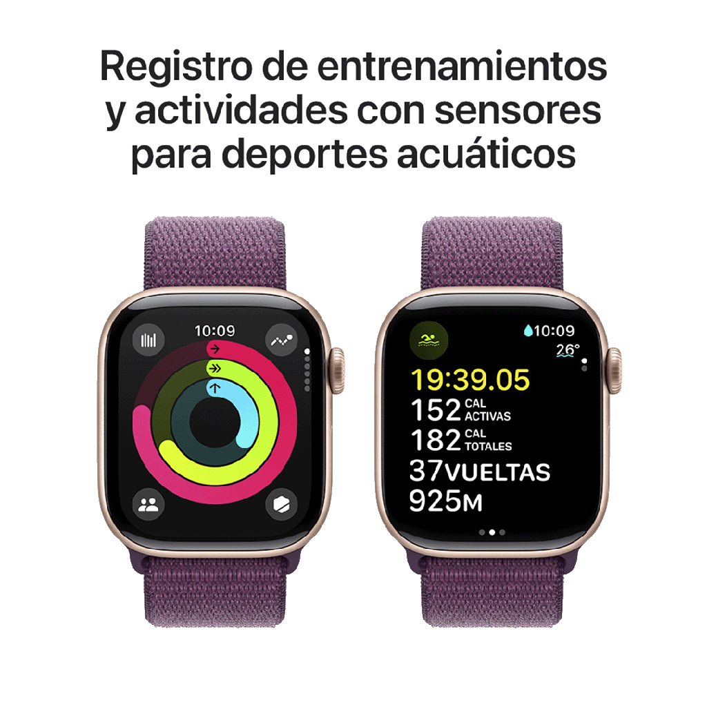 Apple Watch S10 GPS 42mm - Caja de Aluminio Oro Rosado - Loop Deportivo Ciruela