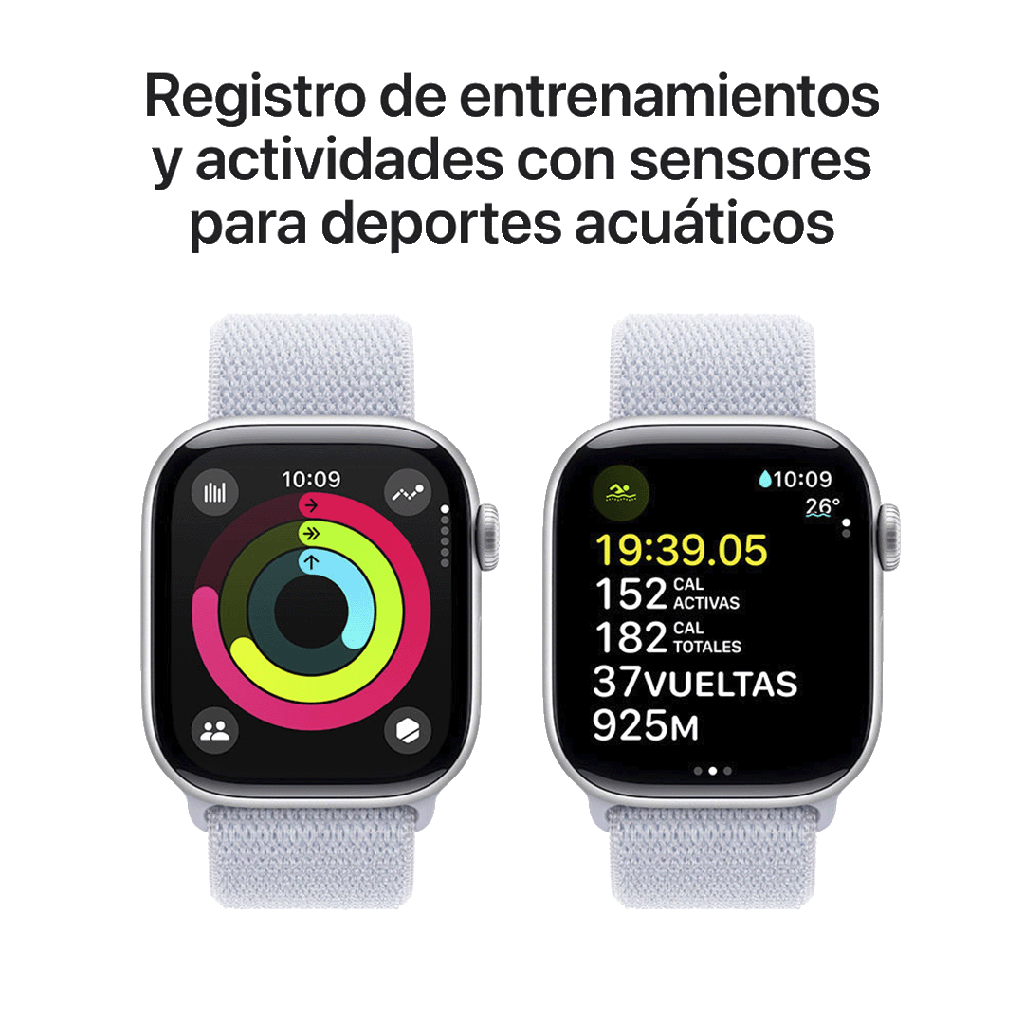 Apple Watch S10 GPS 42mm - Caja de Aluminio Plata - Loop Deportivo Azul Nube