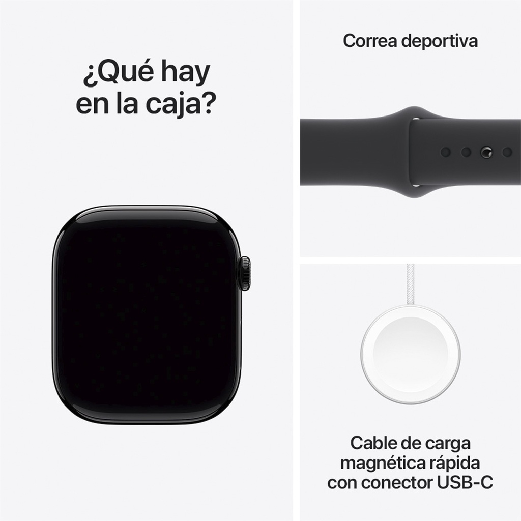 Apple Watch S10 GPS 46mm - Caja de Aluminio Negro Azabache - Banda Deportiva Negra - M/L