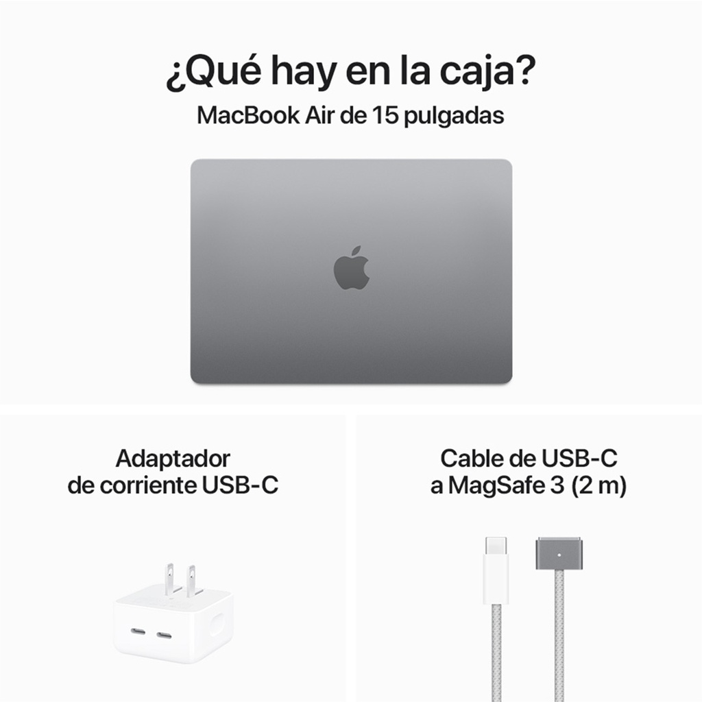 MacBook Air 15" M3 de 8C CPU, 10C GPU, 16 GB, 256 GB - Gris Espacial