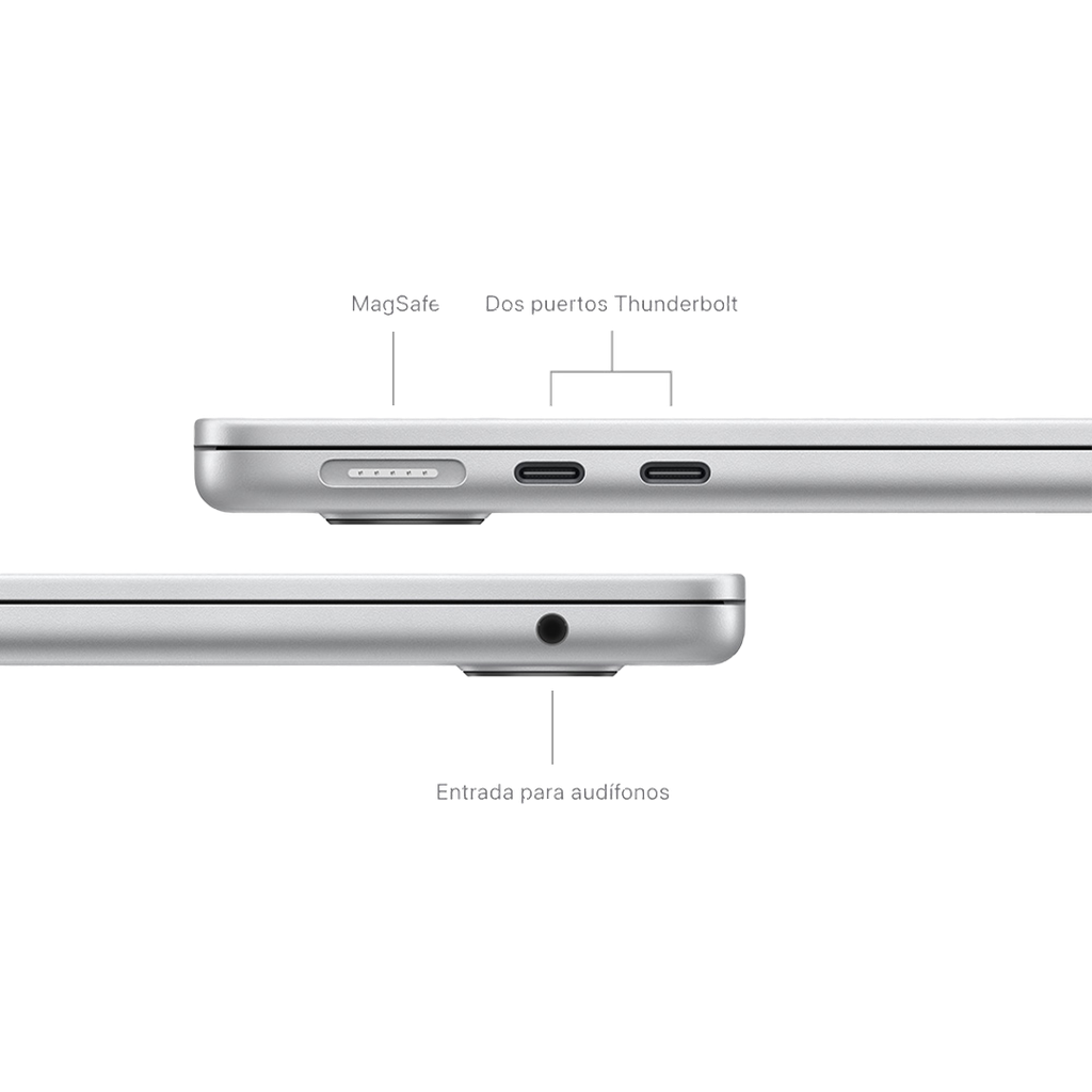 MacBook Air 15" M3 de 8C CPU, 10C GPU, 16 GB, 256 GB - Plata