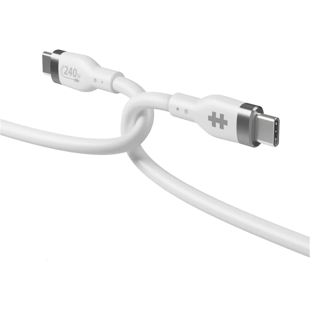 HyperJuice Cable de Silicona USB-C a USB-C de 240 W (1m) - Blanco