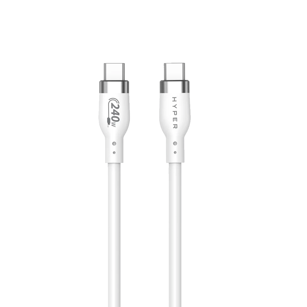 Cable de silicona de USB-C a USB-C de 240 W (1 m) de HyperJuice - Blanco