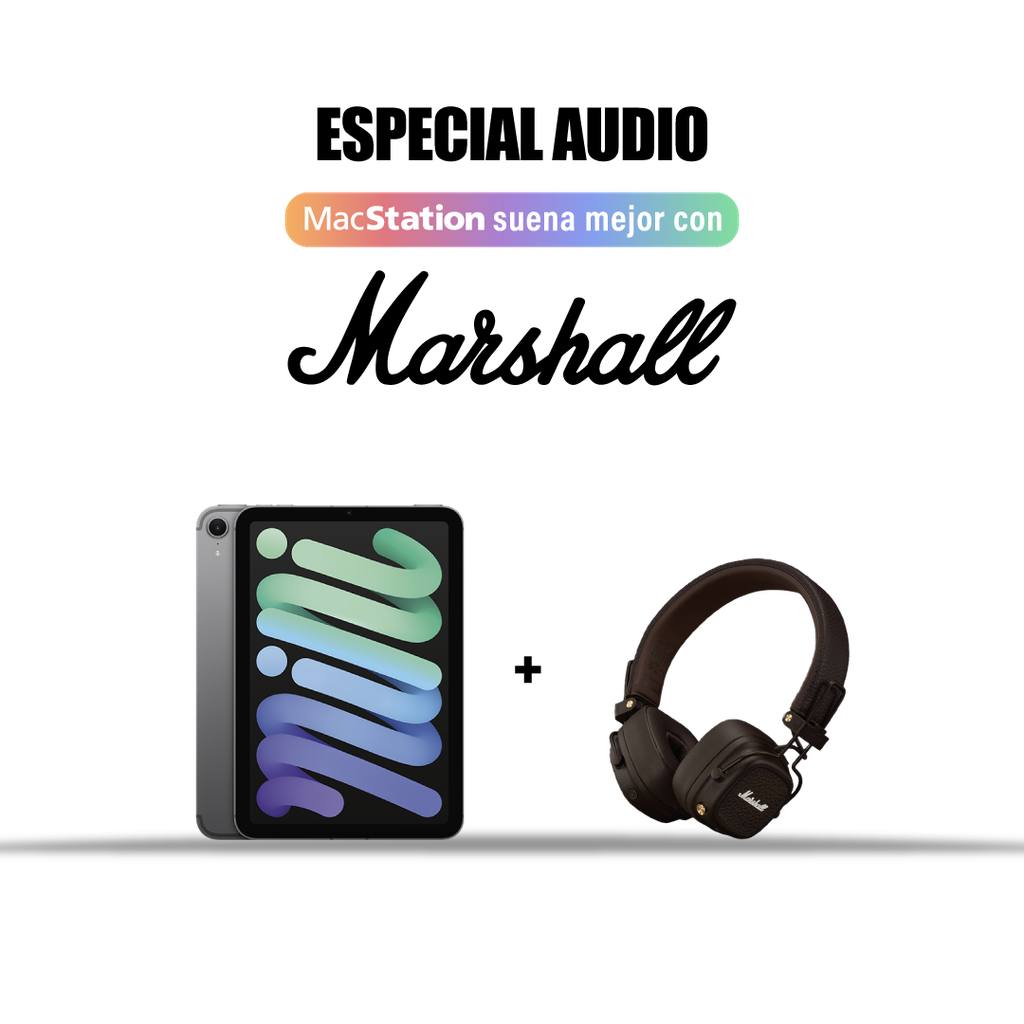(MXPN3LE/A) iPad Mini WiFi + Cellular 128GB | Gris Espacial + (1006834) Marshall Major V Auriculares Bluetooth On Ear - Marrón