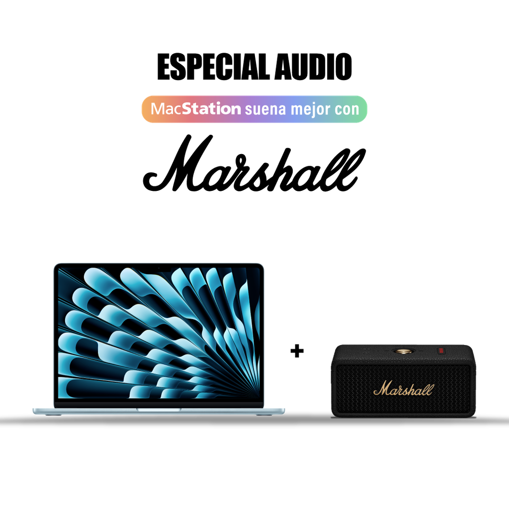 MacBook Air 13" M4 256GB Azul Cielo + [1006884] Marshall Emberton III Parlante Bluetooth - Negro y Brasa