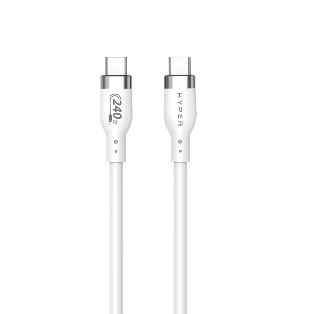 Cable de silicona de USB-C a USB-C de 240 W de HyperJuice (2 m) - Blanco