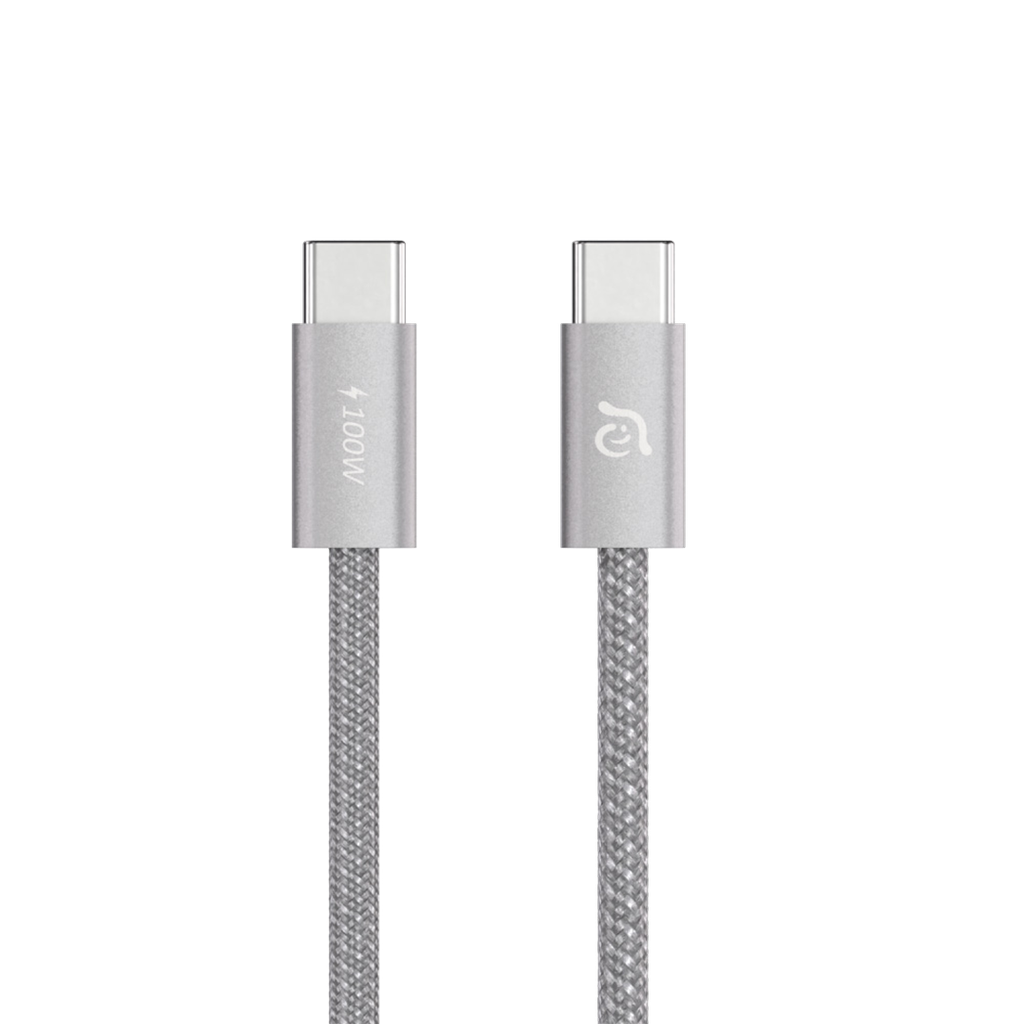 Cable de carga magnético iLinio C100 USB-C a USB-C de 100W (paquete de 2) de Adam Elements - Plata