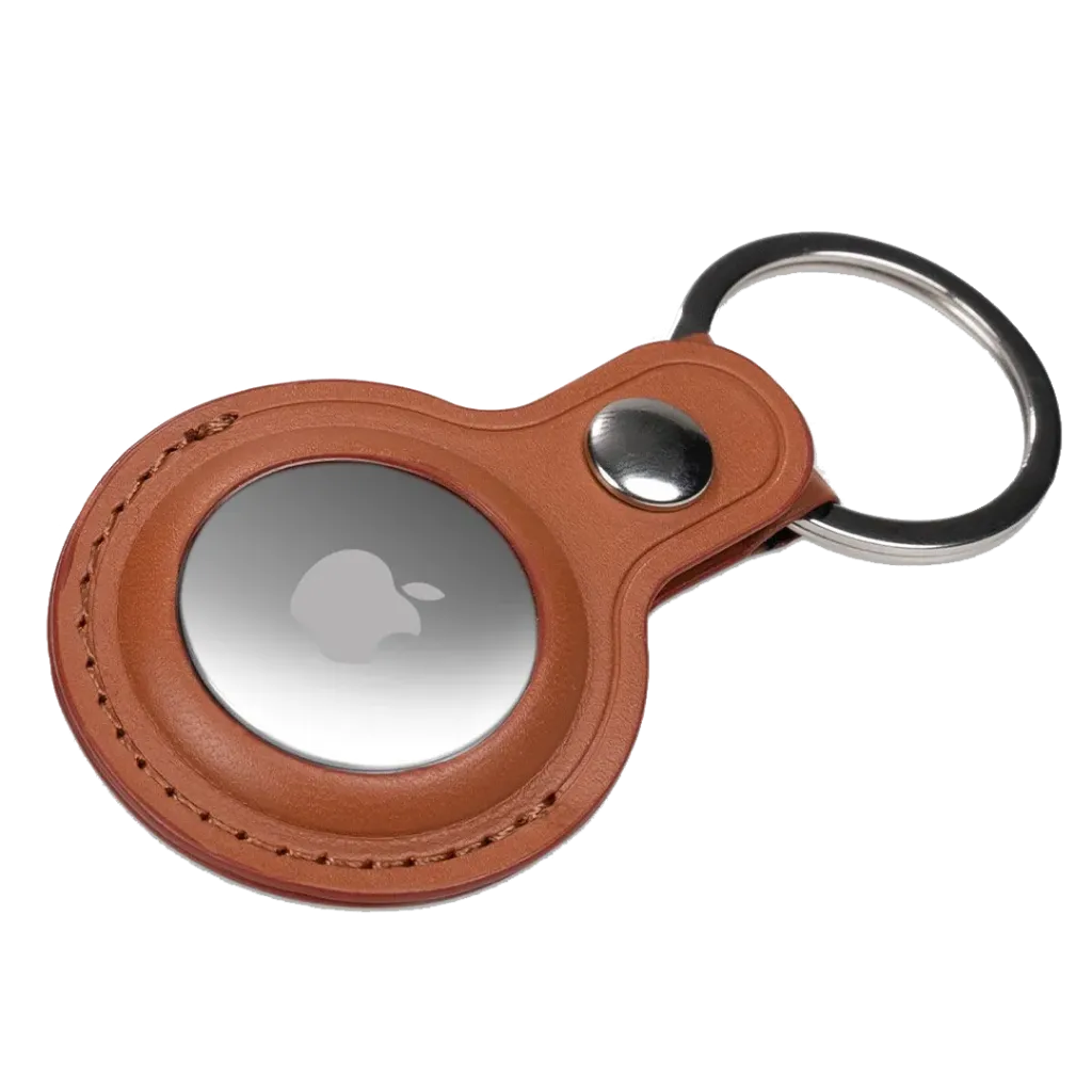Llavero protector de piel sintética para AirTag de Puregear - Marrón