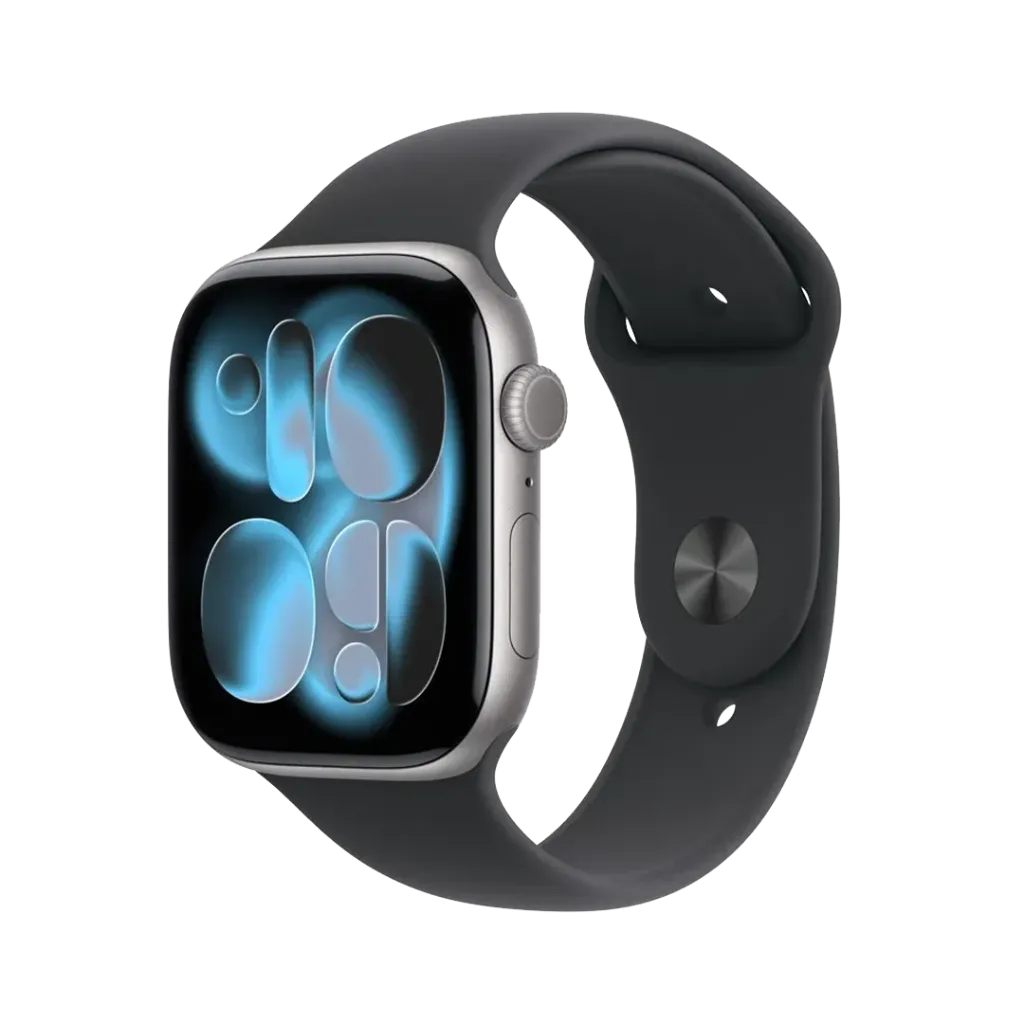 Apple Watch Series 11 (GPS) 46 mm - Caja de aluminio gris espacial - Banda deportiva negra - S/M