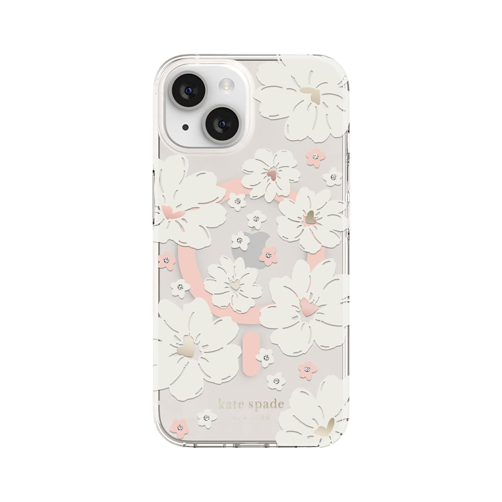 Kate Spade Funda iPhone 14 con MagSafe - Flores Blancas/Rosas