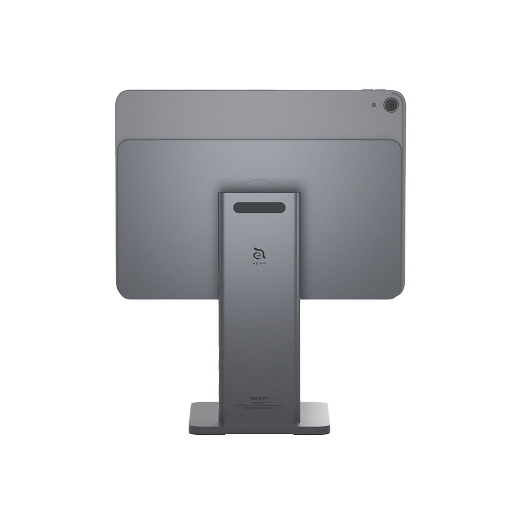 Soporte magnético (adaptador integrado) 8-en-1 Mag M Pro de USB-C a HDMI/USB-A/USB-C/Lector de tarjeta SD/microSD para iPad Pro 12.9" de Adam Elements - Gris espacial