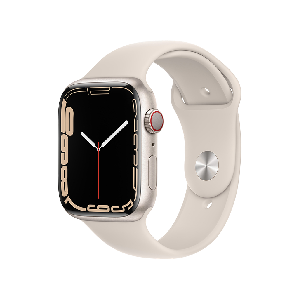 Apple Watch Series 7 GPS + Cellular - Caja de Aluminio Blanco Estrella 45mm - Banda Deportiva Blanco Estrella 