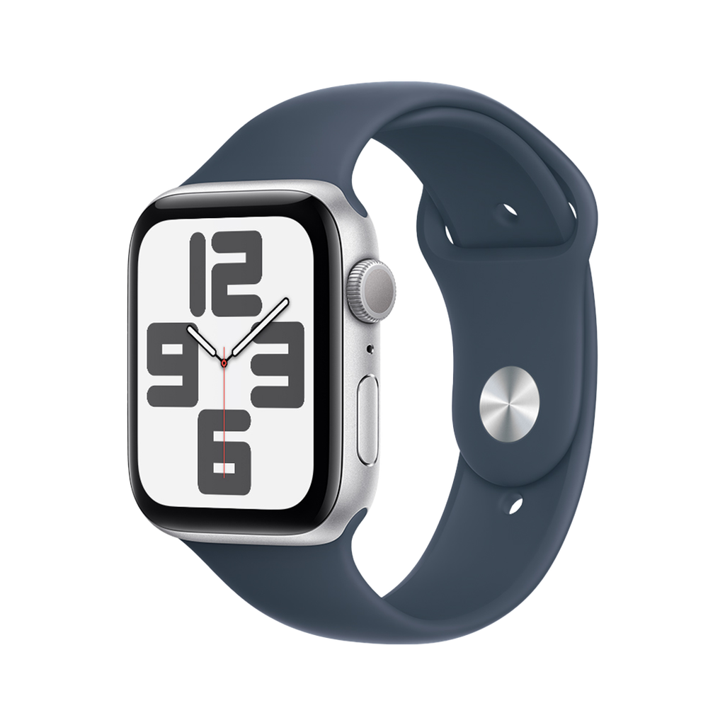 Apple Watch SE GPS 44mm - Caja de Aluminio Plata con Banda Deportiva Azul Tormenta - M/L