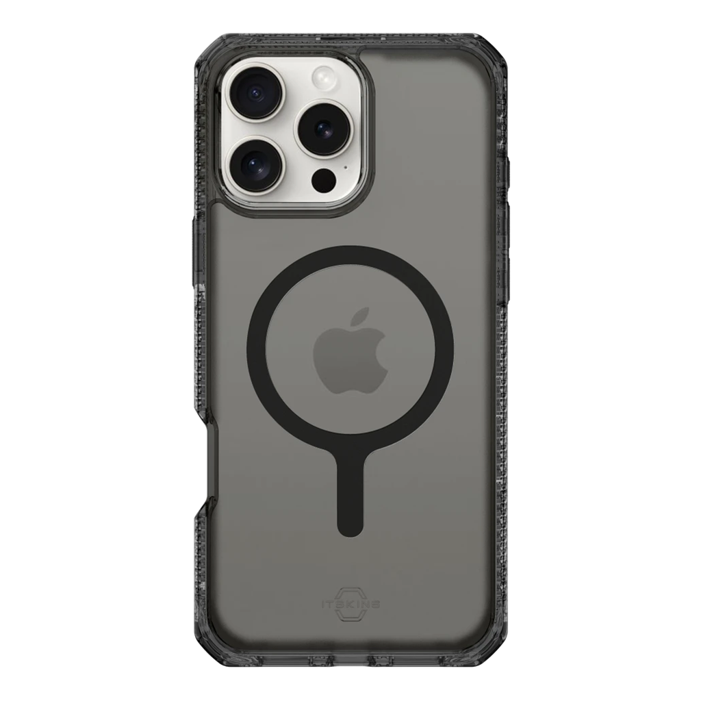 ItSkins Hybrid R Vapor Funda con MagSafe para iPhone 16 Pro - Humo