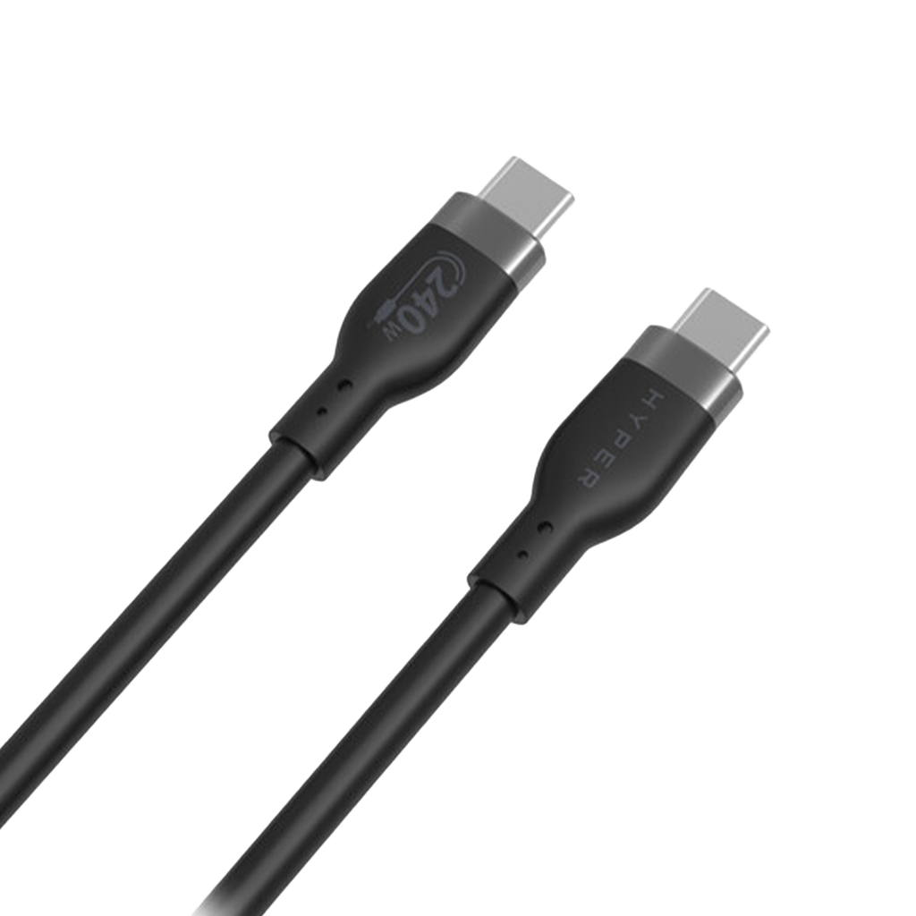 HyperJuice Cable de Silicona de 2M USB-C a USB-C 240W - Negro