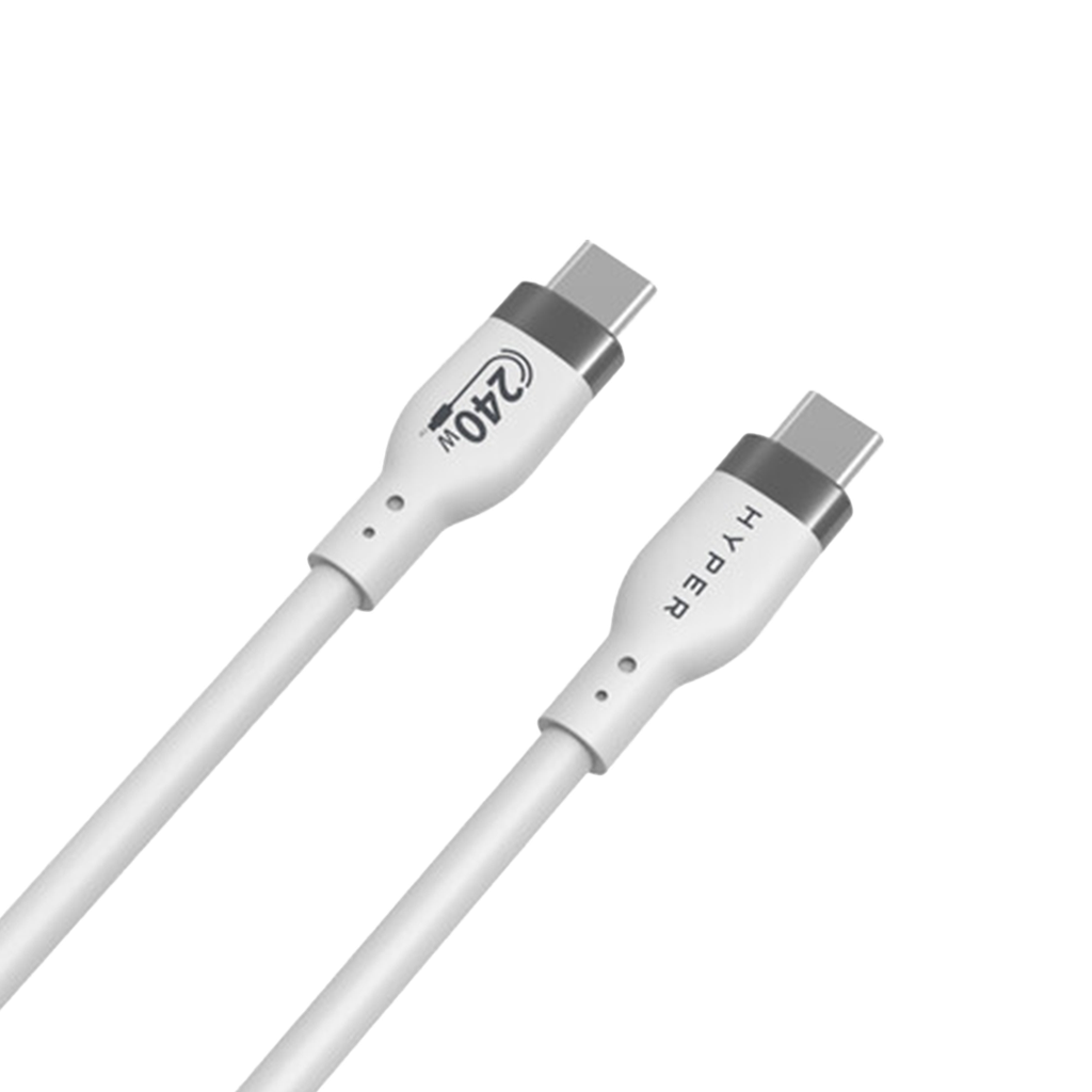 HyperJuice Cable de Silicona de 2M USB-C a USB-C 240W - Blanco