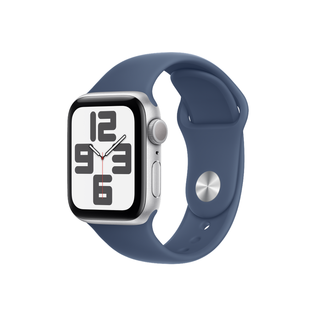 Apple Watch SE 2 (GPS) 40mm - Caja de Aluminio Plata con Banda Deportiva Azul Denim - M/L