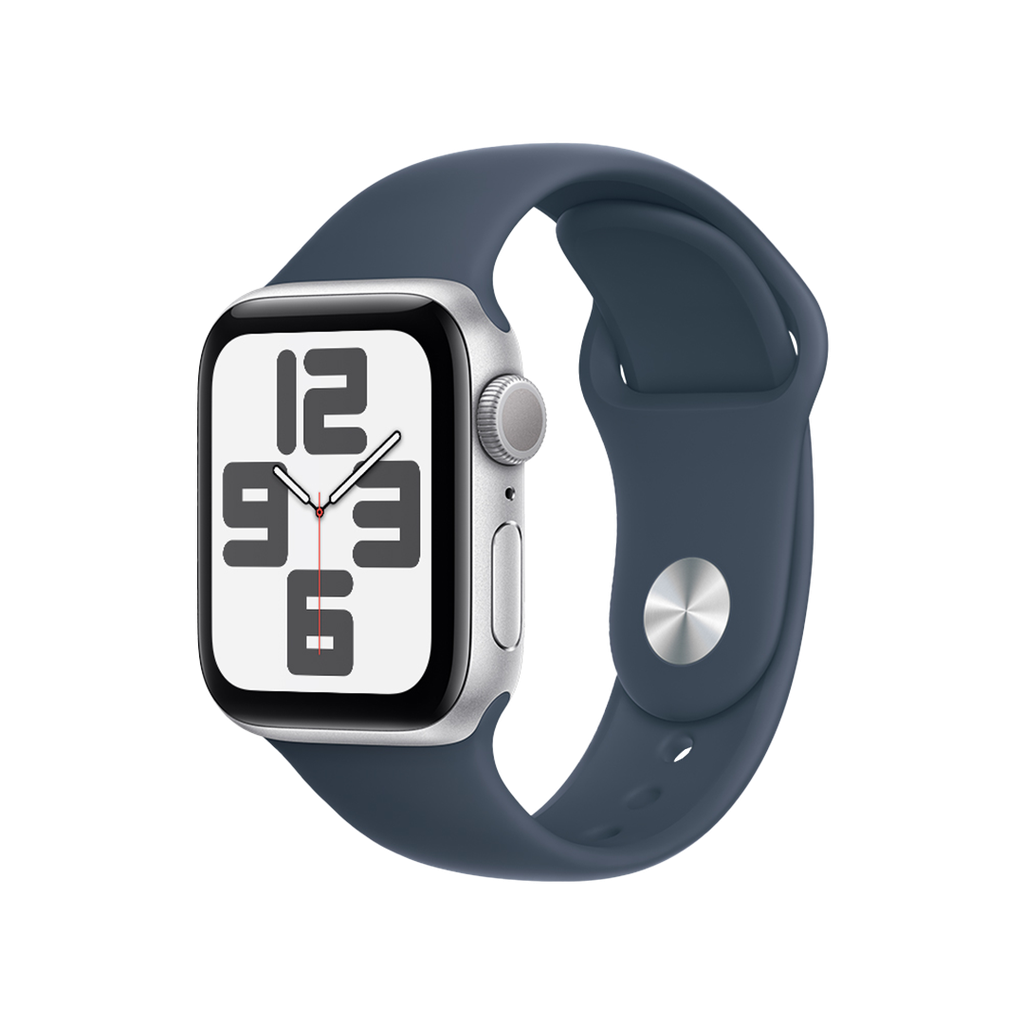 Apple Watch SE GPS 40mm - Caja de Aluminio Plata con Banda Deportiva Azul Denim - M/L