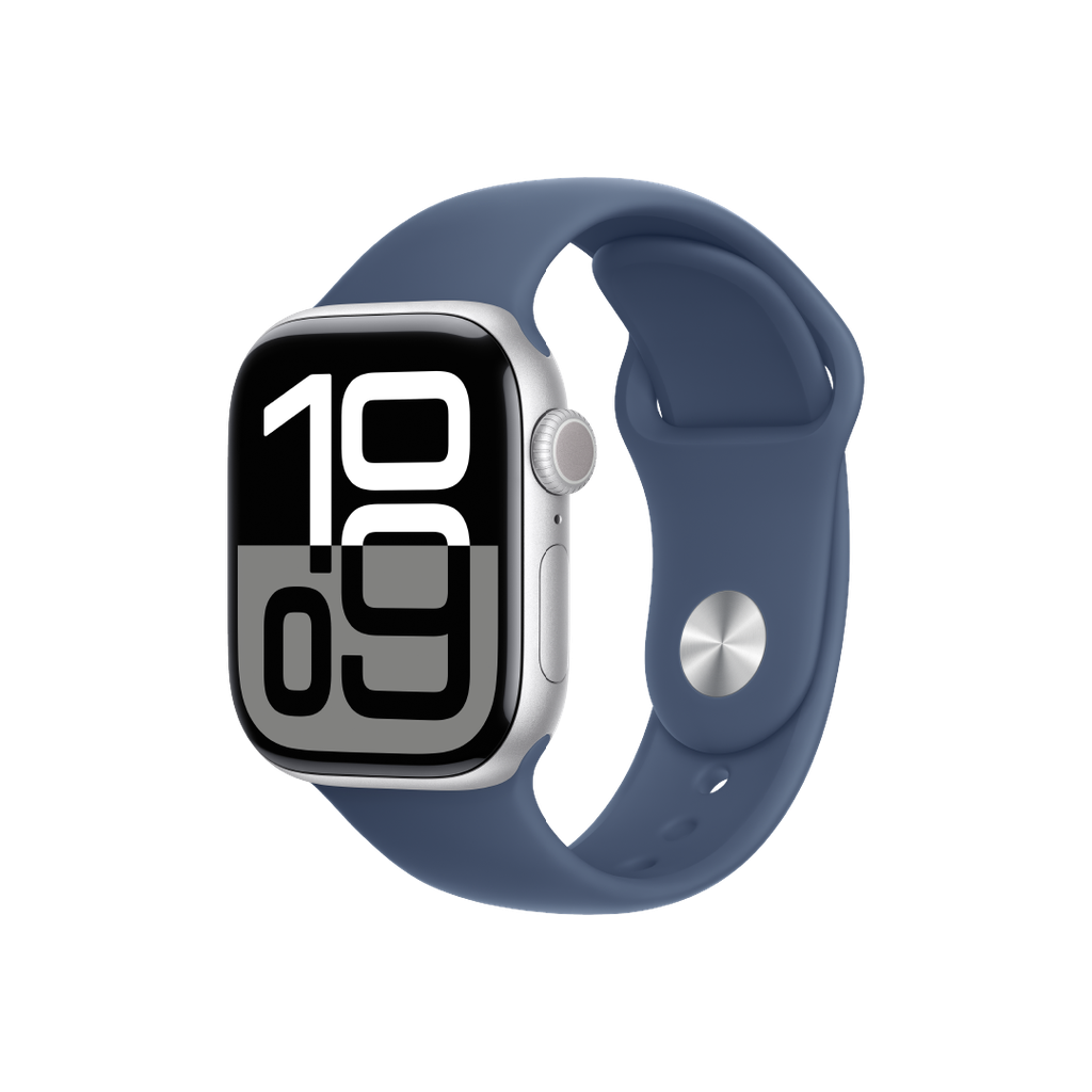 Apple Watch S10 GPS 42mm - Caja de Aluminio Plata - Banda Deportiva Azul Denim - S/M