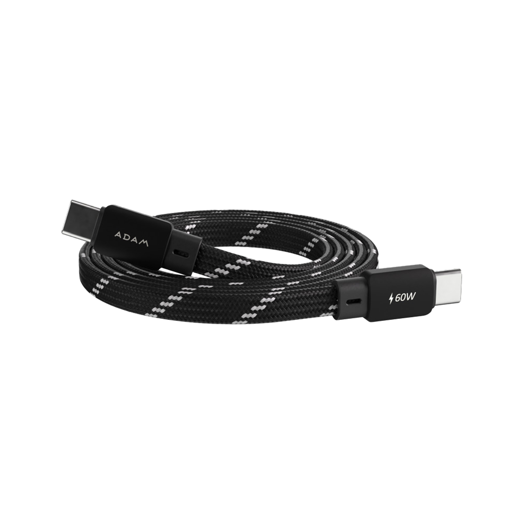 Adam Elements CASA MF100 USB-C a USB-C 60W Cable de Carga Magnetico Plano - Negro