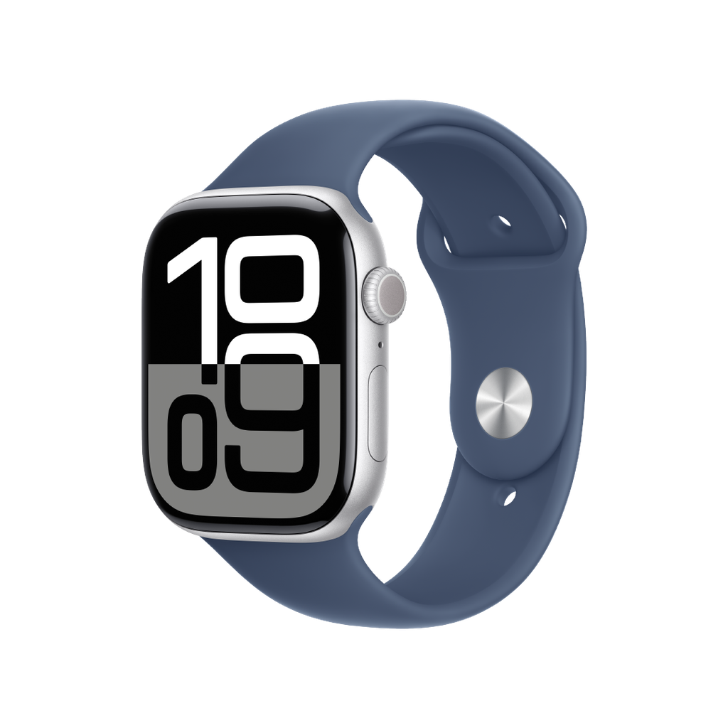 Apple Watch S10 GPS 46mm - Caja de Aluminio color Plata - Banda Deportiva Azul - M/L