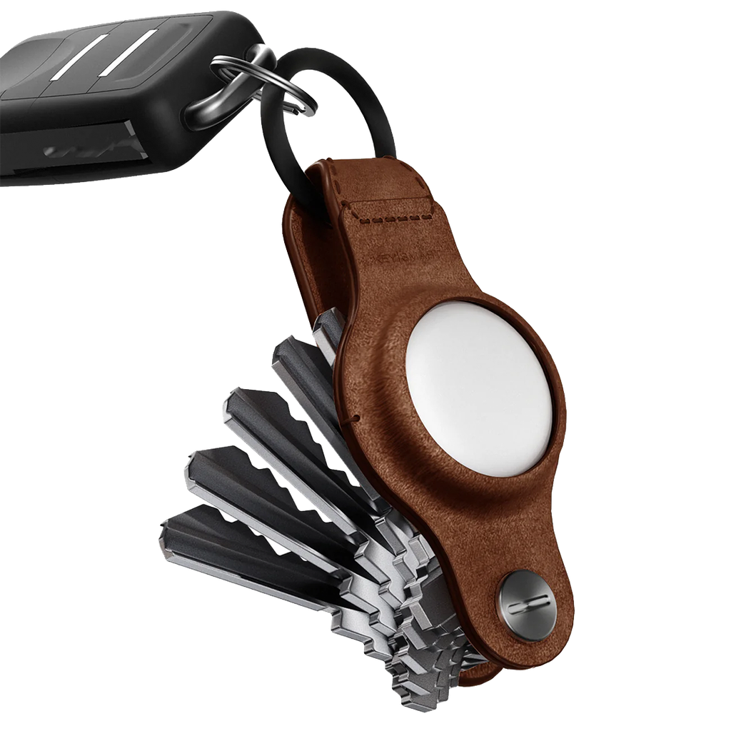 KeySmart Llavero de Cuero AirTag - Marrón