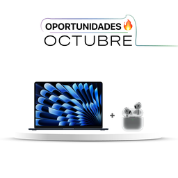 [BUNDLEMBA15256M] [MW1L3LE/A] MacBook Air 15" M4 - 10 CPU, 10 GPU, 16 GB, 256 GB - Medianoche + Airpods 4 USB-C