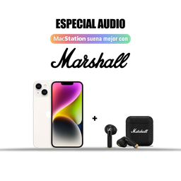 [BUNDLEMAR2] iPhone 14 Blanco Estelar + [1006653] Marshall Minor IV Auriculares inalámbricos  In Ear - Negro