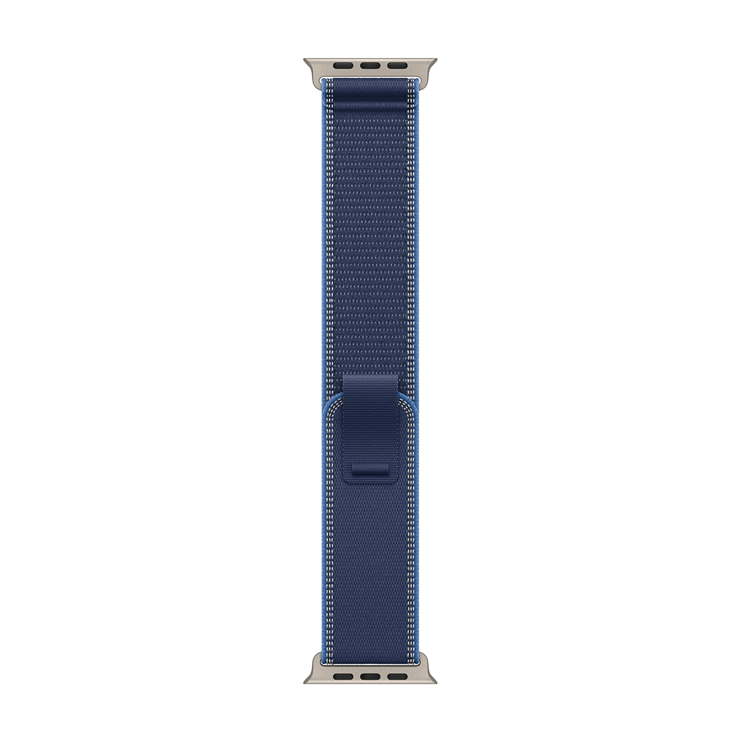 [MFT74AM/A] Banda Trail azul/azul brillante de Apple para caja de 49 mm - M/L - Acabado de titanio natural