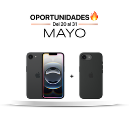 [BUNDLEIPH16E256] [MD1T4BE/A] iPhone 16e (Negro, 256 GB) + [MD3N4ZM/A] Funda de silicona de Apple para iPhone 16e - Negro