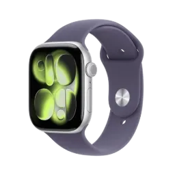 [MEV94AM/A] Apple Watch Series 11 (GPS) 46 mm - Caja de aluminio plata - Banda deportiva niebla púrpura - S/M