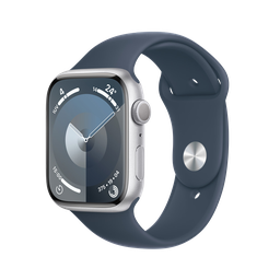 [MR9D3LE/A] Apple Watch Series 9 GPS - 45mm - Caja de Aluminio Plata con Banda Deportiva Azul Tormenta - S/M