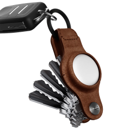 [KS040-BRN-LEA] KeySmart Air Llavero de Cuero Genuino para AirTag - Marron Rustico