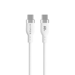 [HJ4011WHGL-90] Cable de silicona de USB-C a USB-C de 60 W de HyperJuice (1.5 m) - Blanco